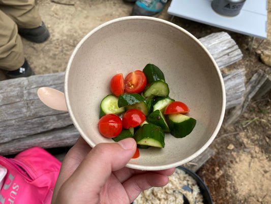 山ご飯レシピ　キュウリとトマトのマリネ